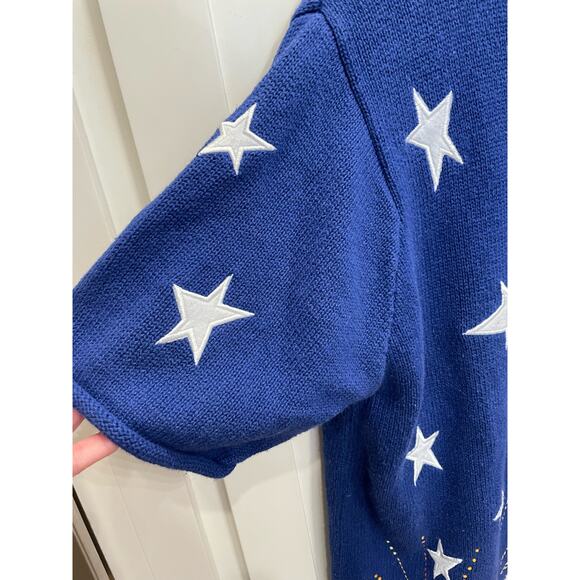 VTG  The Quacker Factory patriotic sweater 4th of July Large short sleeve - Picture 5 of 10